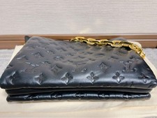 Louis Vuitton Coussin PM Black Gold Leather M57790 26x20x12cm Accessary Auth