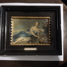 Vintage HELCA Fragonard "L'Étude" Enamel Plaque, Martelé à la Main, France
