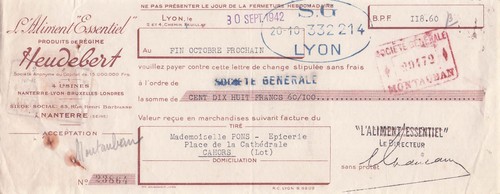 Cahors epicerie pons 1942 - 46,