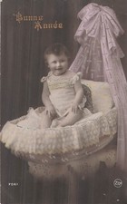 CP BONNE ANNEE BEBE DANS