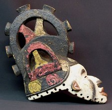 AA Art Africain masque casque cadran ancien Ibo Nigéria 28c esthétique très déco