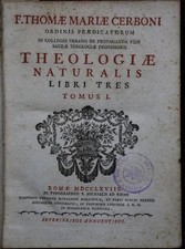 Thomae Mariae Cerboni THEOLOGIAE / NATURALIS / Trois Livres 1768 Demi Cuir