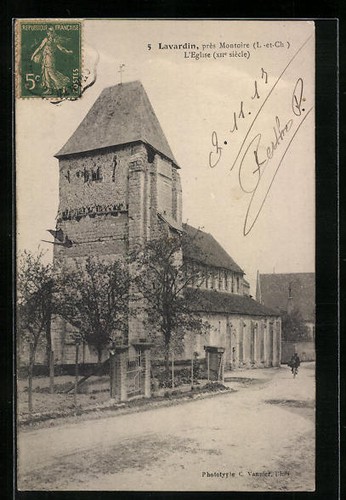 Cpa lavardin eglise - cpa, 1917