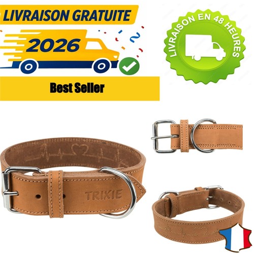 Collier chien trixie cuir - collier,