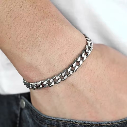 Bracelet chaîne cubaine acier - bracelet,