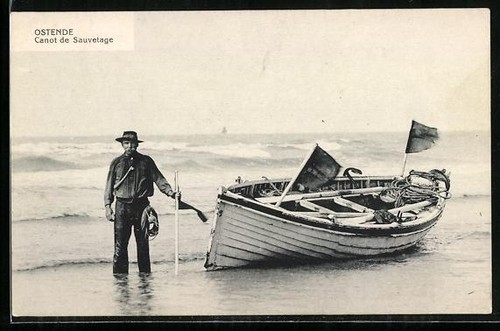 Carte postale ostende canot - carte,