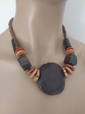 Collier ethnique bois - collier,
