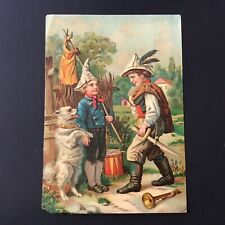 Large Chromo Antique 19th Century Dog Costume Victorian Scrap Wafers Glossy Picture
