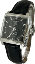 Tag Heuer Monaco CW2110.FC6177 Black 37mm Automatic Mens Watch Excellent A4481