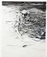 Eau-forte " Epouvantail effrayé " (1975) de Etienne LODEHO 