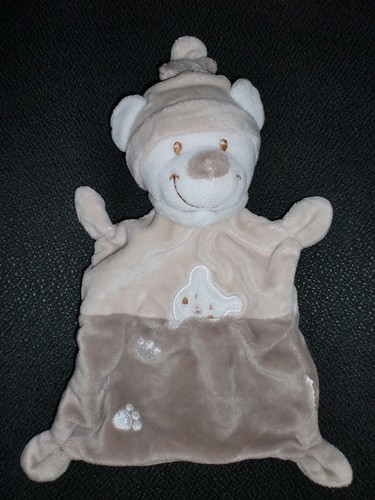 Doudou plat ours blanc beige - plat,
