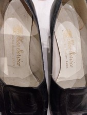 Vintage. Paire de chaussures 1960 P40,5 Ou 7 1/2 en Cuir noir. Fers en dessous