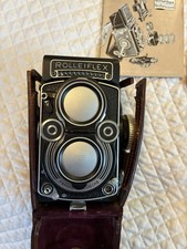 ROLLEIFLEX 3.5F 120mm 35mm  Camera With Lens In Original Leather Case and Manual