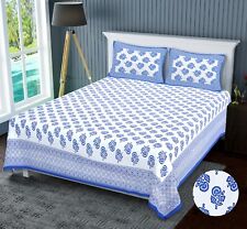 Drap de lit 100 % coton 2 oreillers lit fait main imprimé fleurs housses déco...