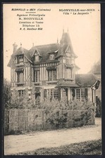 Old postcard Blonville-sur-Mer, Villa La Jacquotte with garden and wooden fence 