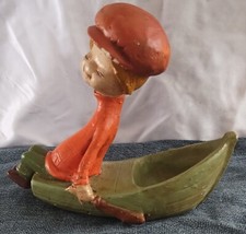 bibelot ancien terre cuite enfant en chaloupe