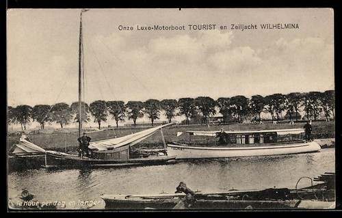 Carte postale bateau moteur - carte,