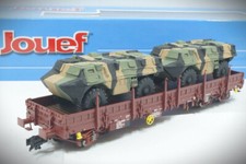 1:87 HO Jouef HJ6057 flat wagon Remms SNCF loaded 2 x Vab military vehicles