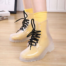 Womens Crystal Clear Flat Water Spring Girls PVC Transparent Shoes Rain Boots