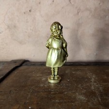 LATE NINETEENTH CENTURY Gilded Bronze Stamp Girl with Doll Signed A. Caron Seal...