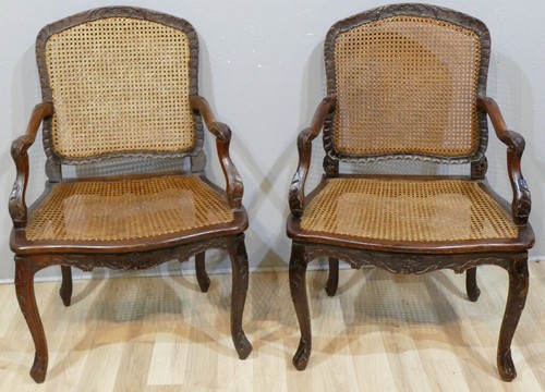 Paire fauteuils cannés - de,