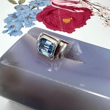 Bague Argent avec pierre bleu