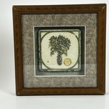 Cabbage Palm 1926 Painting on Tile by David Nicols 8x8 Frame