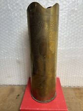 DOUILLE D’OBUS Travail Artisanal Tranchée,Militaria Décor FLORAL Alsace Lorraine