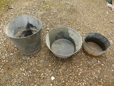 Lot de 3 anciennes bassines en zinc lessiveuse pour jardinerie pot de fleur