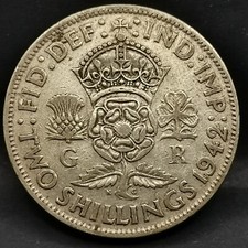 2 SCHILLINGS 1942 ARGENT 500‰ GEORGE VI ROYAUME UNI / UNITED KINGDOM SILVER Réf.