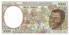 GABON CENTRAL AFRICAN STATES 1,000 FRANCS YEAR 1995 PICK P402Lc UNC - FDS