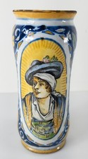 Antique 19th Century Italian Majolica Maiolica Faience Albarello Drug Jar