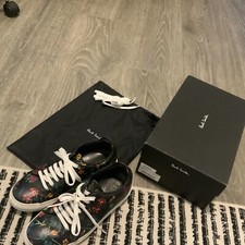 Paul Smith Black 'Explorer Floral' Print Leather 'Basso' Shoes Men’s Size 6 Used