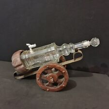 Antique Wooden & Wrought Iron Bottle Holder with a Glass Bottle - XXth