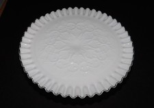FENTON MILK GLASS SILVER CREST SPANISH LACE CAKE STAND CAKESTAND