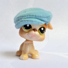 LITTLEST PETSHOP LPS #235 HASBRO CHIEN PUPPY BOXER BEIGE EYES GREEN BLUE HAT