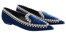 Emporio Armani X3A082 Femme Chaussures EU37 Velours Bleu Bout Pointu Métal
