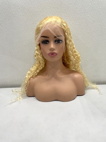 Blonde curly human hair blend - curly,