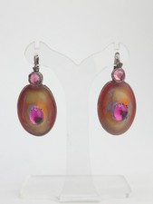 GAS BIJOUX Importantes boucles d'oreilles Dormeuses émaillées Vintage