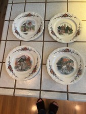 Sarreguemines France Obernai  set of 4 9" Plate Faiencerie Lorraine H. Loux 1940