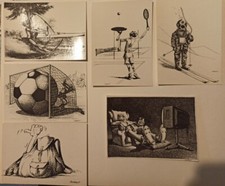 6 carte postale sport ski nautique football randonnée tennis humour Claude Serre