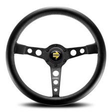 Genuine MOMO Prototipo Black Spokes Black Leather 350mm Steering Wheel