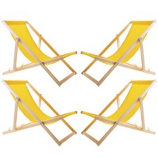 Chaises longues Universelles Woodok Ensemble 4 Jaunes Bois Durable