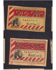 2 Antique Tag Matches Belgium BN151029 Cric Crac Horse