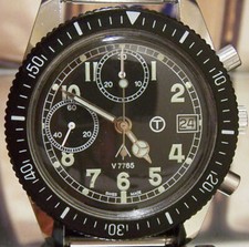 C1997 OLLECH & WAJS MILITARY STYLE CHRONO 2 REG VALJOUX 7765 WATCH BLACK DIAL