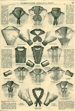 Antique Fashion Engraving 1869 Open Bodice Trim Magazine Issue