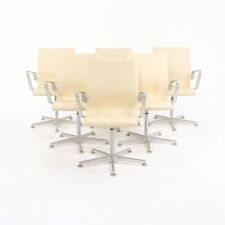 2008 Arne Jacobsen Fritz Hansen Low Oxford Desk / Dining Chairs Cream Leather 6x