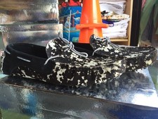 Android Homme Accelerator Pony Hair Driving Mocassins Black & White  size 9