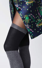 Collant fantaisie femme effet bas - Fiore Piega 40 Den - Gris noir - T2 T3 T4