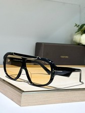 Tom Ford TF1093 RELLEN 71 7-120 Shiny Black Frame Tea Lens Unisex Sunglasses